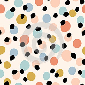 Irregular polka dots seamless pattern in retro style