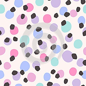 Irregular polka dots seamless pattern in retro style