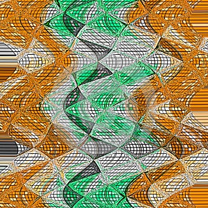 Irregular rotate triangles pattern in orange and green