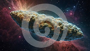 Irregularly Shaped Asteroid in Space