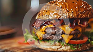 Irresistible burger a delectable culinary delight that will tempt your taste buds photo