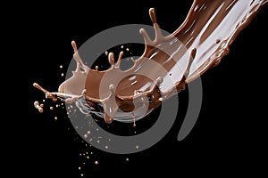 Irresistible Chocolate Splatter Creating a Tempting Display on Stylish Black Background
