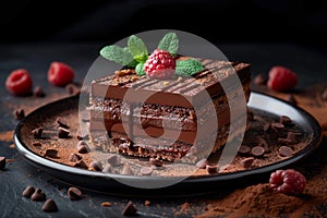 Irresistible dessert Chocotorta showcased on a dark background with text