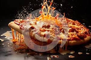 Irresistible Hot pizza cheese. Generate Ai