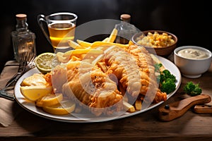 Irresistible pair Fish and chips accompanied by golden french fries