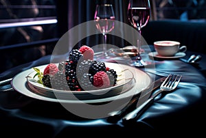 Irresistible Restaurant blackberry drink. Generate Ai