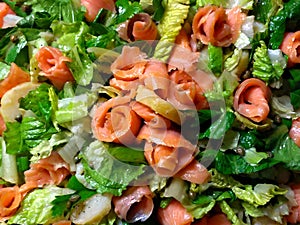 The irresistible salmon salad is more beautiful color