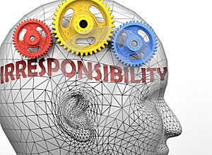 Irresponsibility and human mind - pictured as word Irresponsibility inside a head to symbolize relation between Irresponsibility photo