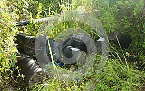 Irresponsible human disposal of hazardous wastes on road side