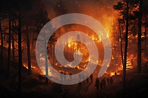Irresponsible People forest burning. Generate Ai
