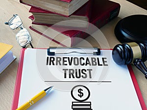 Irrevocable trust document is shown using the text