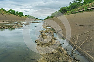 Irrigation canal or irrigation channel in concrete wall Send water from the reservoir to the agricultural area of â€‹â€‹the farmer