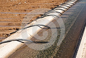 Irrigation canal & siphon tubes photo