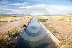 Irrigation Ditch with Flowing Water