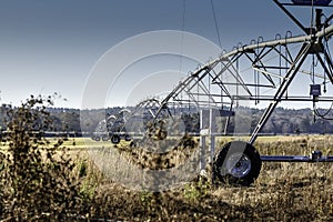 Irrigation equipment on a sod field