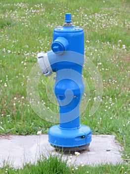 Irrigation hydrant firefighters emergency fire water service blue photo