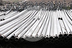 Irrigation Sprinkler Pipe Pile Stack for Watering Crops on Farm Farming