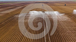 Irrigation system on agricultural land.