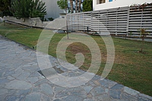 Irrigation system in hot climates. Pefki, Rhodes Island, Greece