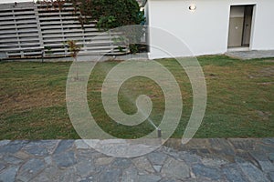 Irrigation system in hot climates. Pefki, Rhodes Island, Greece