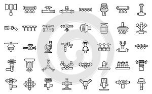 Irrigation system icons set outline vector. Agriculture farming