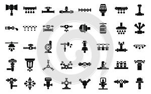 Irrigation system icons set simple vector. Agriculture farming