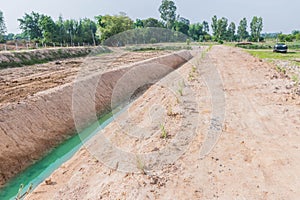 Irrigation system management in the dry season, canal dredging, soil preparation in Thailand