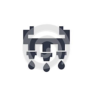 irrigation system and sprinklers icon on white