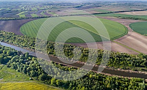 Irrigation system in wheat field