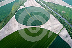 Irrigation system in wheat field