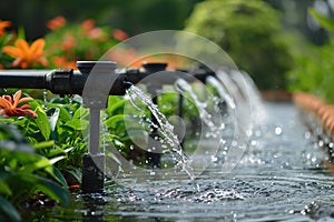 Irrigation systems such as drip irrigation, soaker hoses, and sprinkler placement based on plant types and water requirements