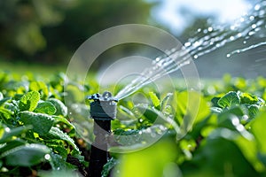 Irrigation systems such as drip irrigation, soaker hoses, and sprinkler placement based on plant types and water requirements