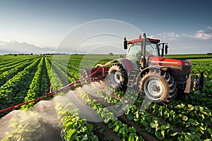 irrigation tractor driving spraying or harvesting an agricultural crop