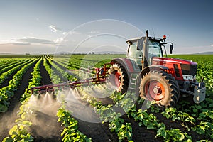 irrigation tractor driving spraying or harvesting an agricultural crop