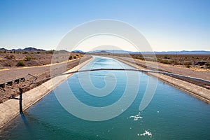 Irrigation water flowing in central Arizona