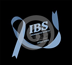 Irritable Bowel Syndrome, IBS Awareness Month. Vector illustration with blue ribbon