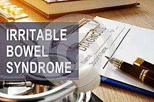 Irritable bowel syndrome IBS. Diagnosis form on table. photo