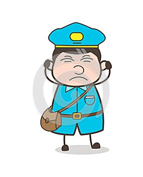 Irritated Cartoon Postboy Character