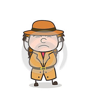 Irritated Expression - Female Explorer Scientist Cartoon Vector