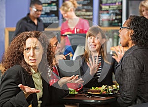 Irritated Woman in Cafe