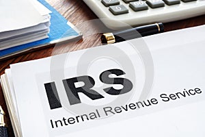 IRS Internal Revenue Service documents and folder