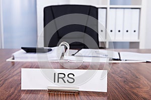 Irs nameplate in office photo
