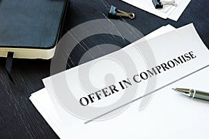IRS Offer in Compromise OIC agreement. photo