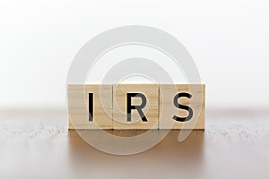 IRS word on wooden cubes