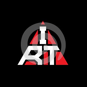 IRT triangle letter logo design with triangle shape. IRT triangle logo design monogram. IRT triangle vector logo template with red