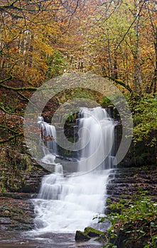 Irurrekaeta waterfall, Autumn in the Irurrekaeta waterfall, Arce valley, Navarre photo