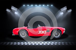Irvine, California - April 16 2021: Superformance Shelby Cobra Replica, one of the Cobra`s part of the Ford v Ferrari movie