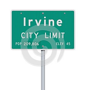 Irvine City Limit road sign