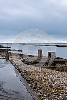 Irvine Harbour in Ayrshire Scotland looking Out to Sea from the Harbour side