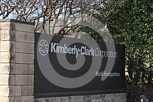 Entrance to world headquarters of Kimberly-Clark in Irving, Tex